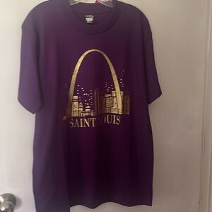 Screen Stars Best Tee St Lois Gold Metallic Emblem  on Front